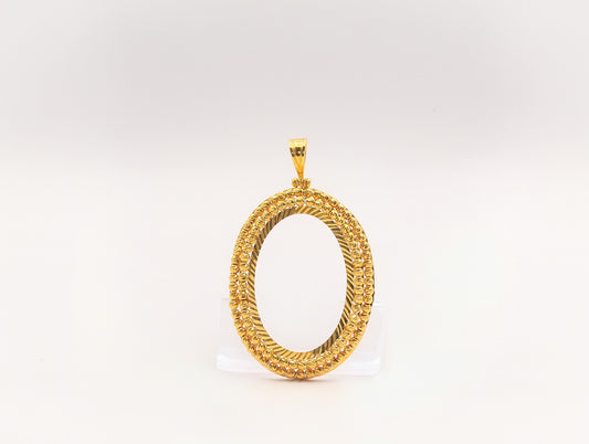 21K Gold Oval Himo Ounsa Frame Pendant