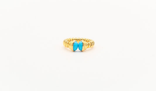 21K Gold Turquoise Himo Ring