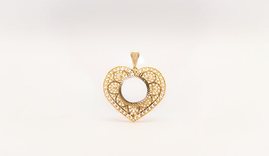 21K Gold Heart Coin Frame Pendant