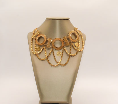 21K Gold 3 Coin Choker Necklace