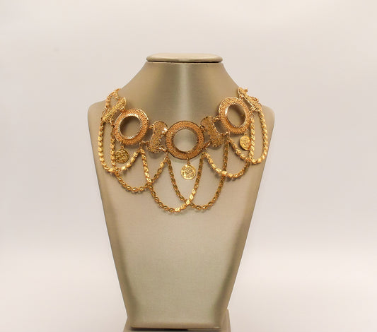 21K Gold 3 Coin Choker Necklace