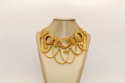 21K Gold 3 Coin Choker Necklace