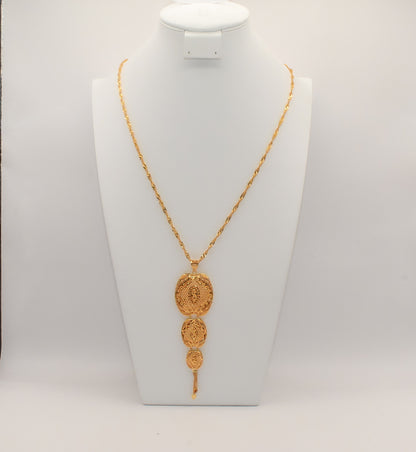 21K Gold 3 Tier Khaliji Necklace