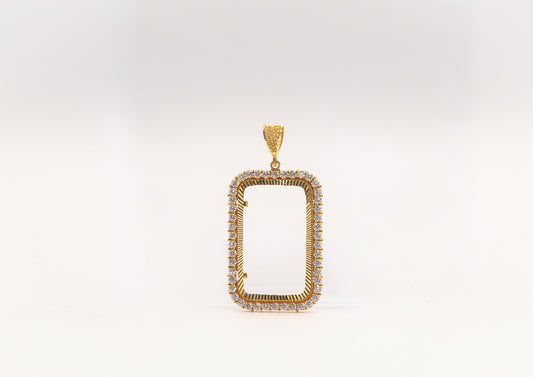 21K Gold Studded Square Ounsa Frame Pendant