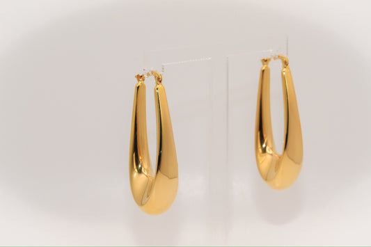 18K Gold Oval Hoop Earrings
