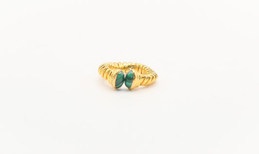 21K Gold Malachite Himo Ring