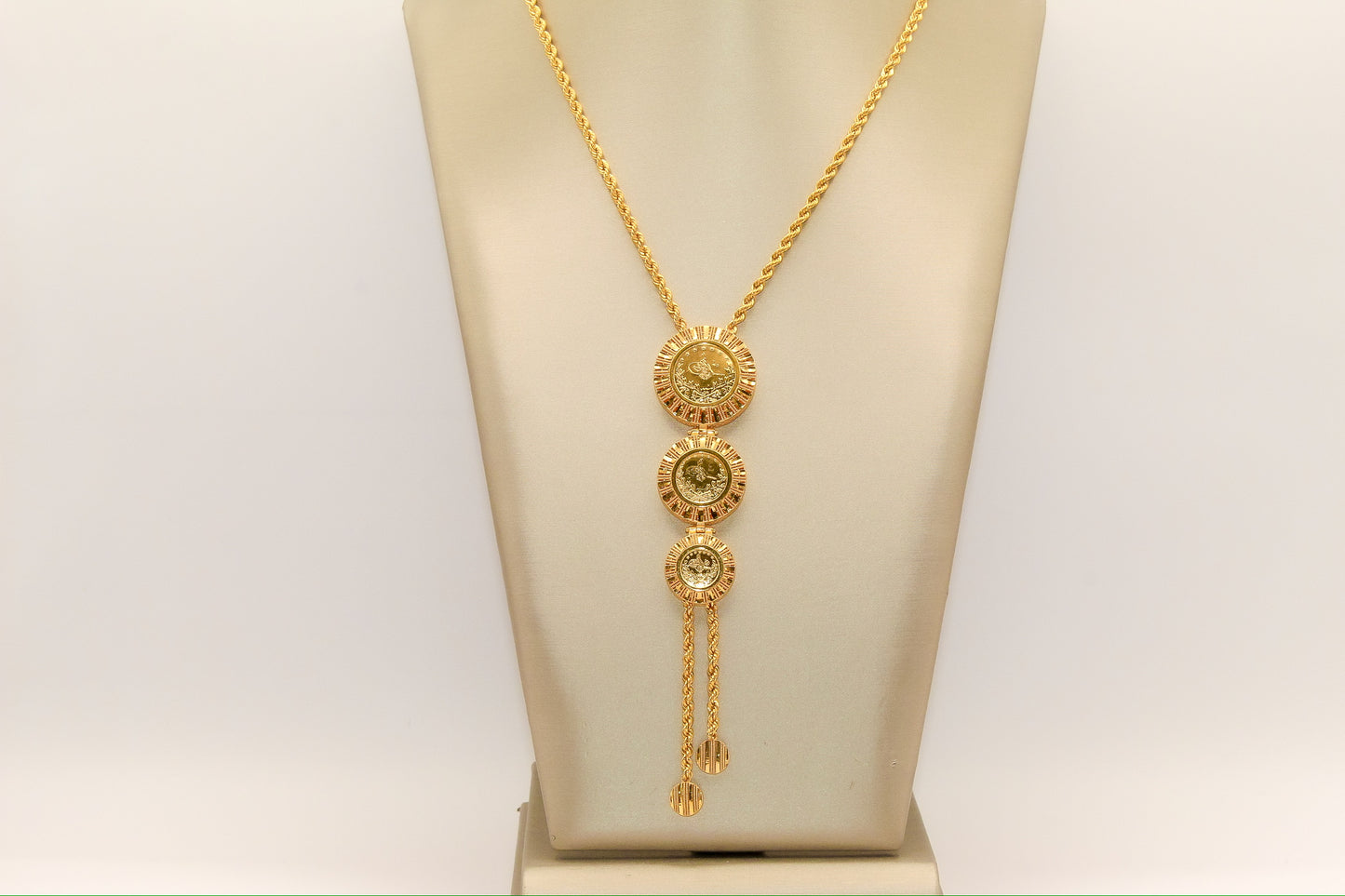 21K Gold 3 Tier Turkish Coin Necklace