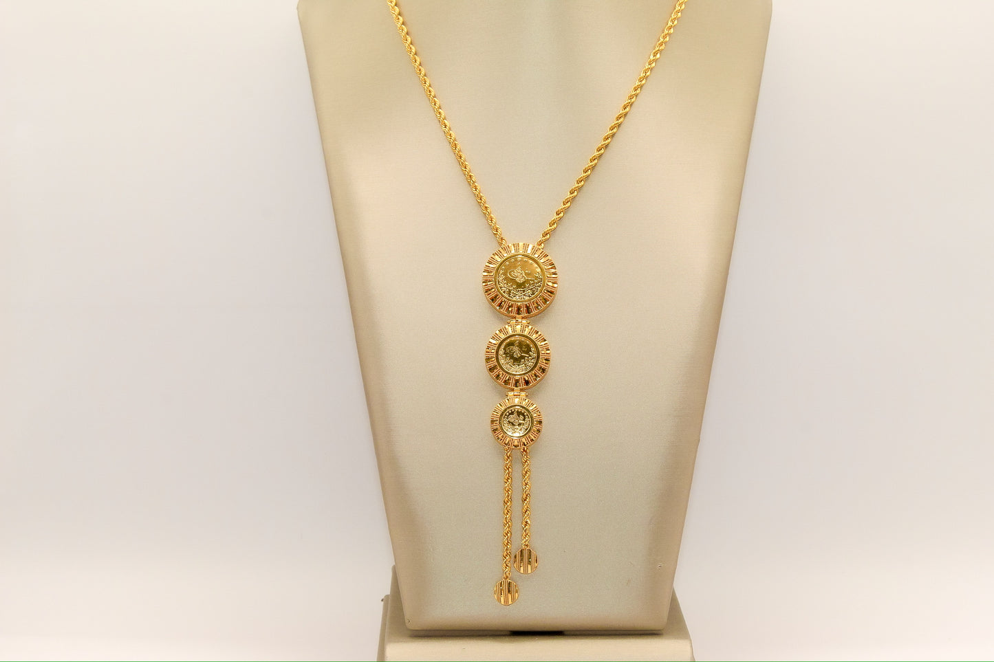21K Gold 3 Tier Turkish Coin Necklace