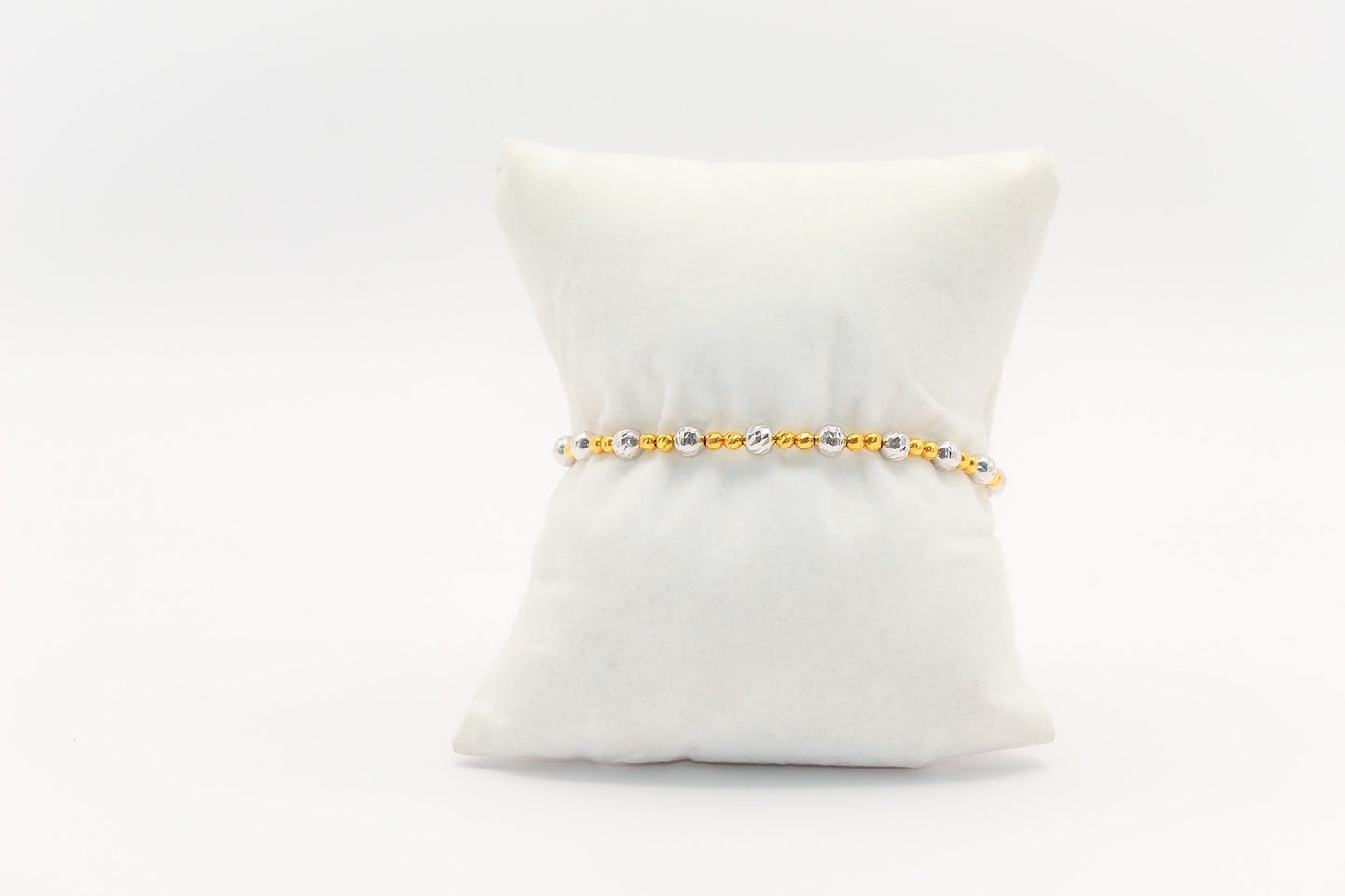 18K Gold Two Tone Beaded Bracelet
