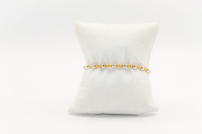 18K Gold Two Tone Beaded Bracelet
