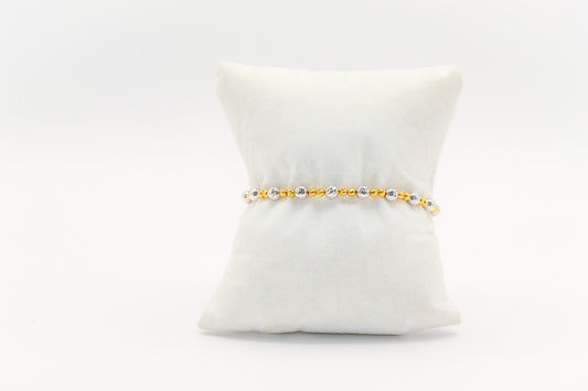 18K Gold Two Tone Beaded Bracelet