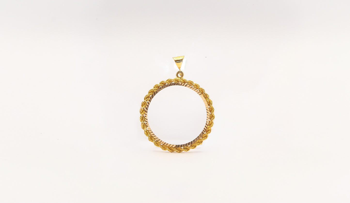 21K Gold Khamasiah Rope Frame Pendant