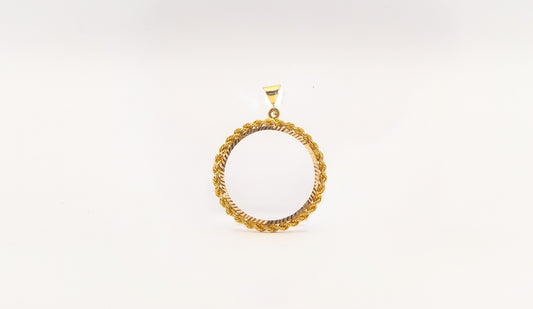 21K Gold Khamasiah Rope Frame Pendant