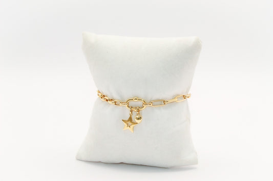 18K Gold Link Charm Bracelet