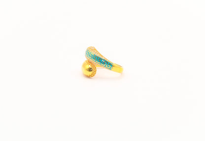 21k Gold Greek Key Studded Ring