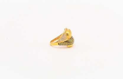 21K Gold Studded Greek Key Ring