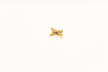 21K Gold Studded X Ring