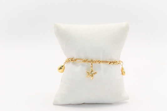 18K Gold Sea Shell Charm Bracelet