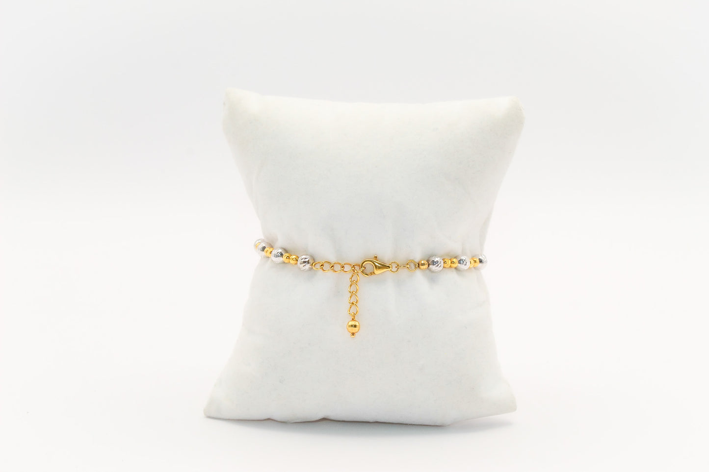 18K Gold Two Tone Beaded Bracelet