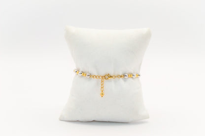 18K Gold Two Tone Beaded Bracelet