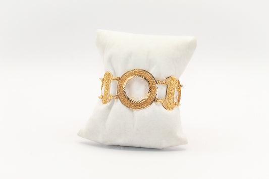 21K Gold Coin Greek Key Frame Bracelet
