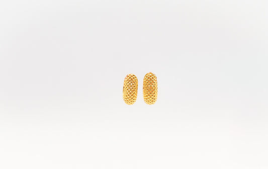 21K Gold Huggies Popcorn Design Earrings