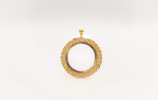 21K Gold Greek Key Khamasiah Frame Pendant