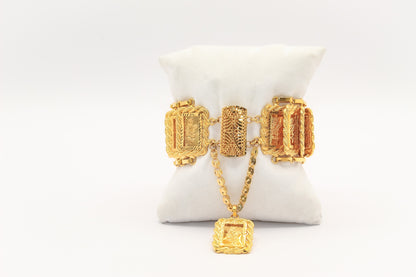 21K Gold Square Rope Rose Bracelet