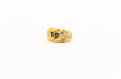 21K Gold Greek Key Studded Ring