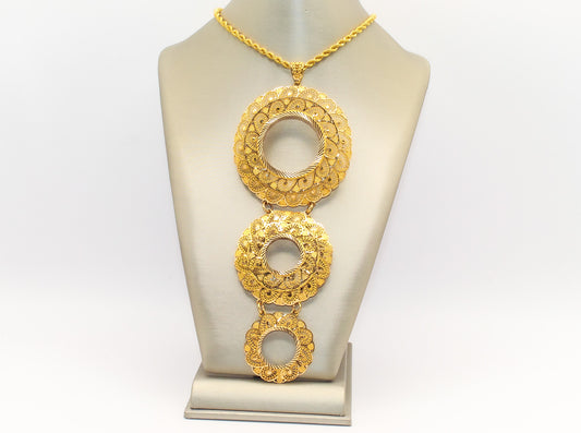 21K Gold Large 3 Coin Frame Pendant