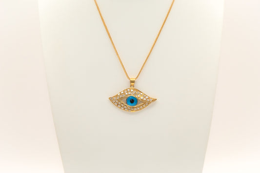 21K Gold Studded Evil Eye Necklace
