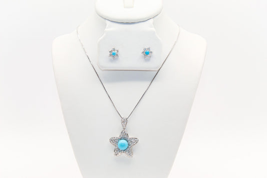 18K White Gold Turquoise Set