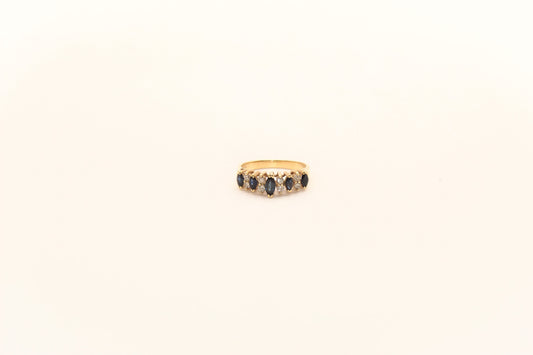 14K Gold Marquise Cut Sapphire Diamond Ring