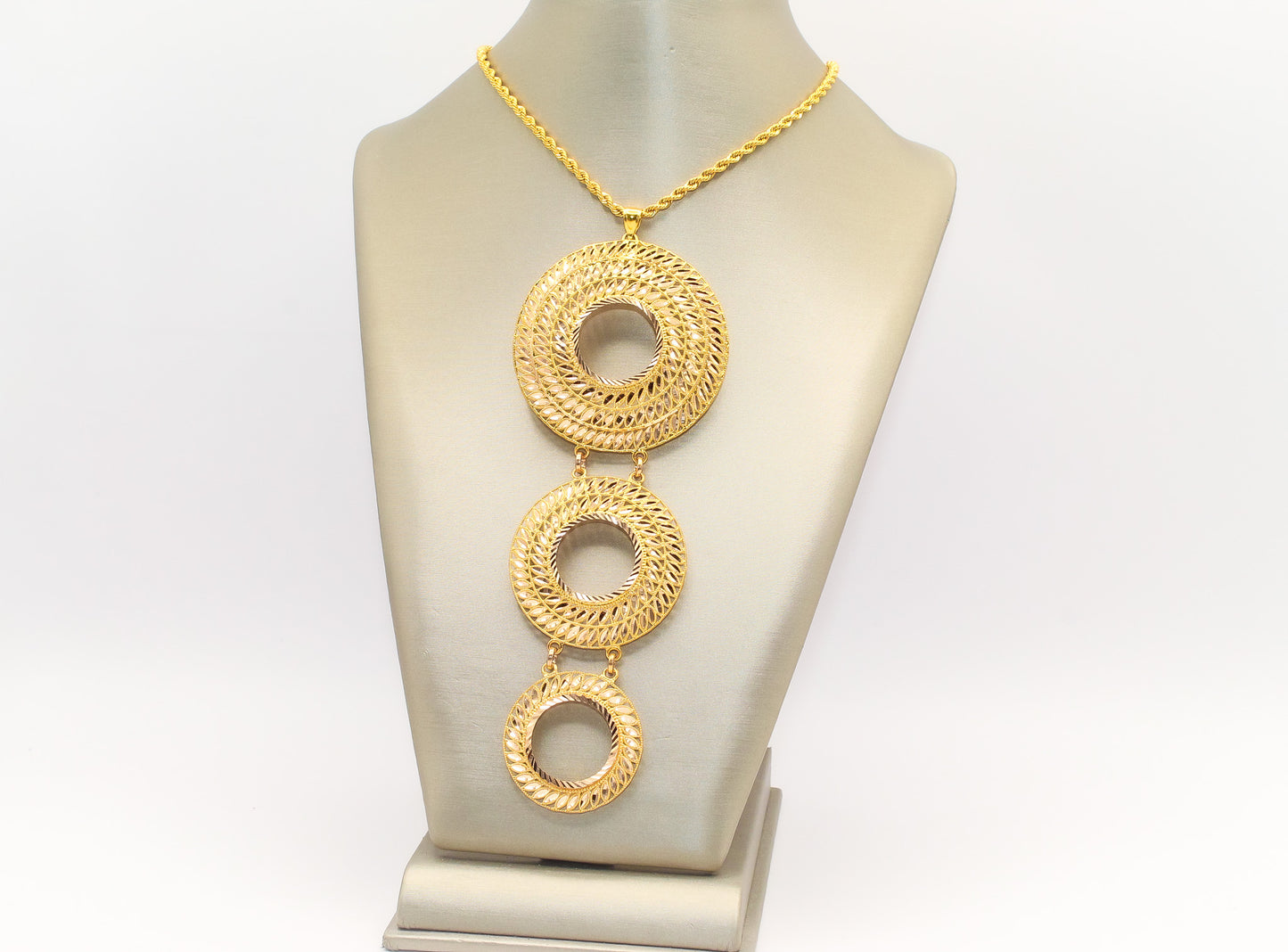 21K Gold Triple Coin Pendant