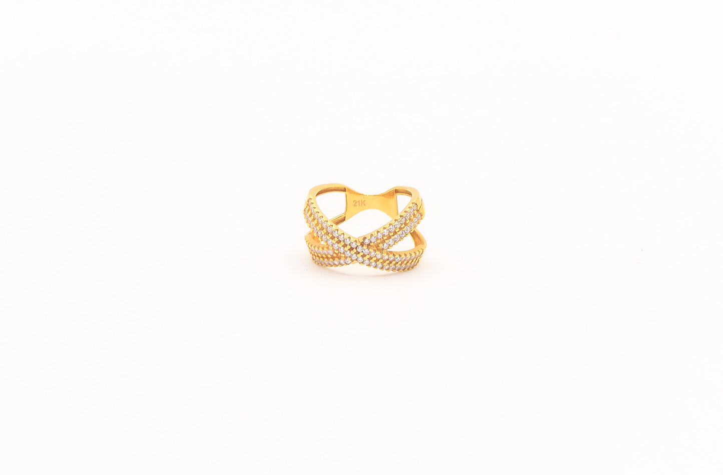 21K Gold Studded X Ring