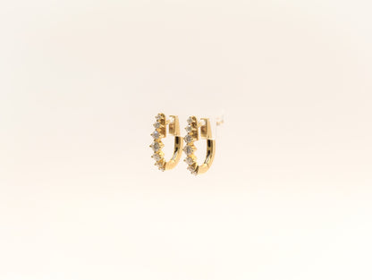 14K Gold Diamond Huggies