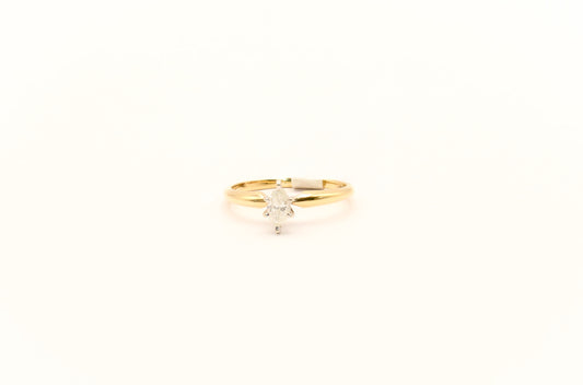 14K Gold Marquis Cut Diamond Solitaire Ring