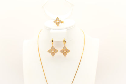 21K Gold Studded Flower Set