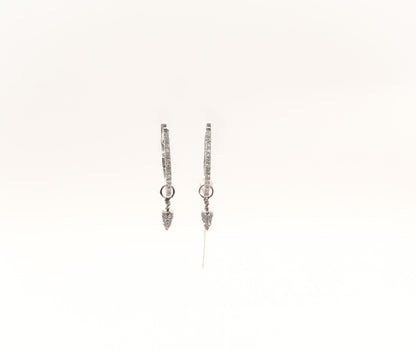 14K White Gold Diamond Huggies Earrings