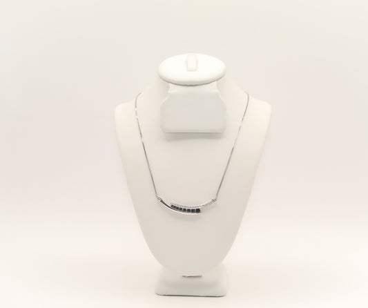 10K White Gold Sapphire Diamond Necklace