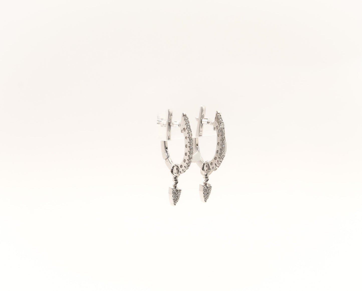 14K White Gold Diamond Huggies Earrings