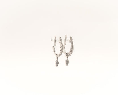 14K White Gold Diamond Huggies Earrings