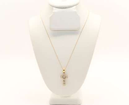 18K Gold Diamond Cross Necklace