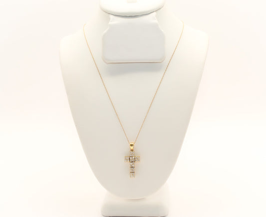 18K Gold Diamond Cross Necklace