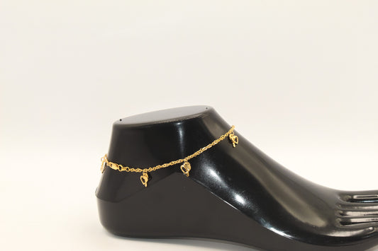 21K Gold Heart Key Anklet