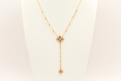21K Gold Beaded Flower Necklace