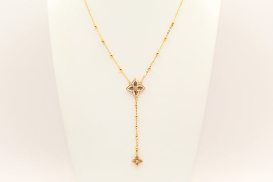 21K Gold Beaded Flower Necklace