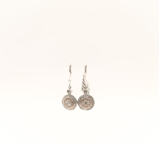 14K Gold Two Tone Diamond Earrings