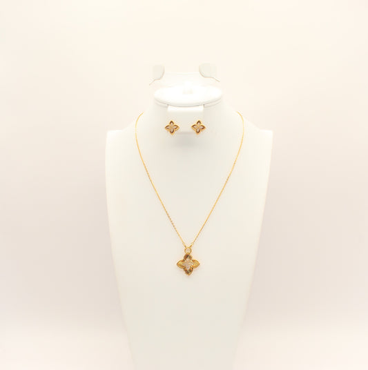 21K Gold Studded Flower Half Set