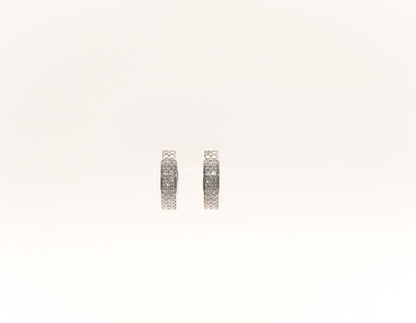 14K White Gold Diamond Huggies Earrings